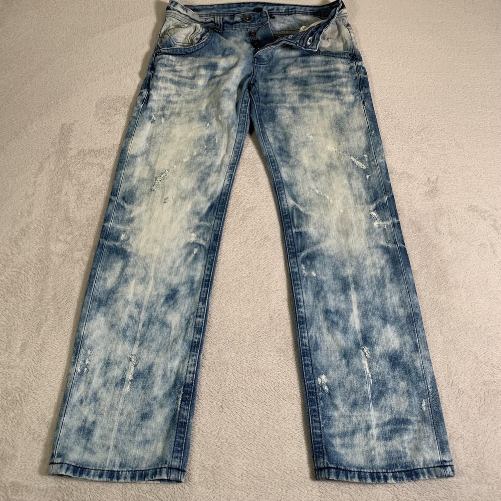Armani Exchange AX Distressed Acid Wash Double Zipper Pocket Jeans Mens 30x31‎